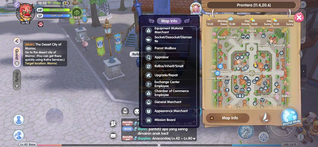 equipment stat transfer prontera location ragnarok