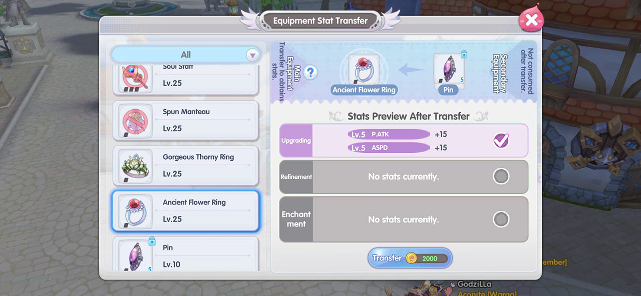 equipment stat transfer ragnarok