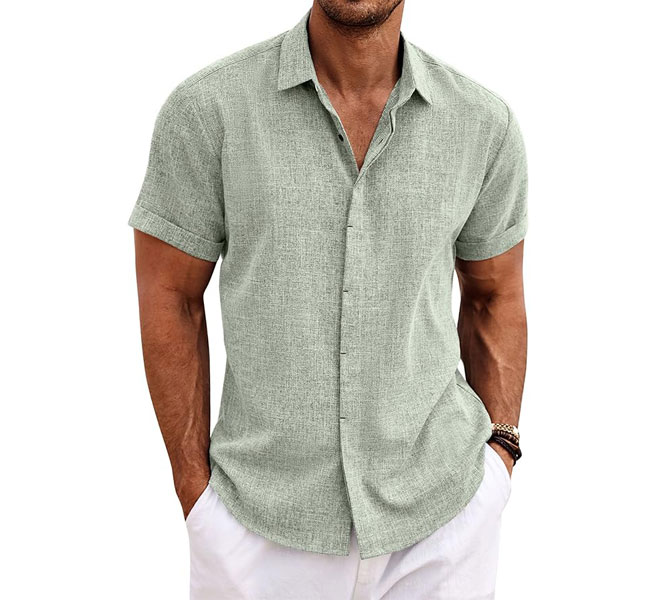 COOFANDY Men's Linen T-Shirt Short Sleeve