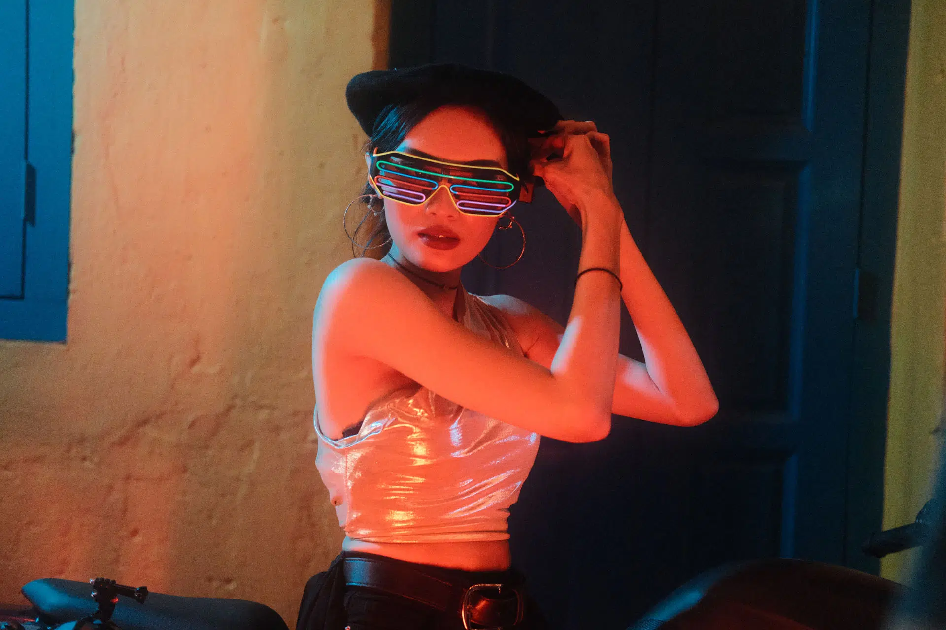 Cyberpunk Infinity neon portrait look using Fujifilm simulation
