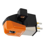 Close-up of Audio-Technica AT-VM95EN stylus and aluminum cantilever - Audio-Technica AT-VM95EN cartridge